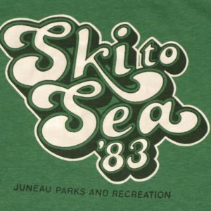 Vintage 1983 Juneau Alaska Ski to Sea Green 1980s T-Shirt