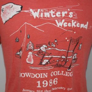 VTG 1980s Bowdoin College Winter Weekend Polar Bear T-Shirt