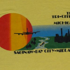 VTG 1980's Michigan Bay City Saginaw Sunset Sunrise T-shirt