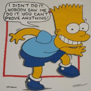 Vintage 1990 BART SIMPSON You Can't Prove Anything T-Shirt