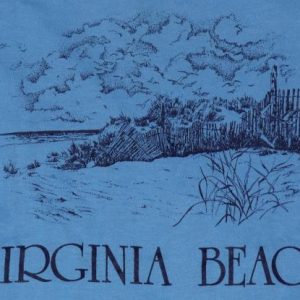 Vintage 1980s Virginia Beach Light Blue Soft Thin T-Shirt