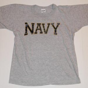 Vintage Soft Thin United States NAVY USN Grey Gray T-Shirt