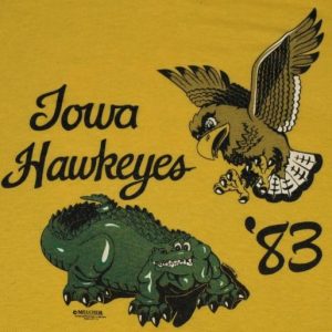 Vintage 1983 Iowa Hawkeyes University T-Shirt Yellow 80's