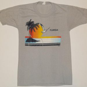 Vintage 1980s Florida Summer Beach Sunset T-Shirt