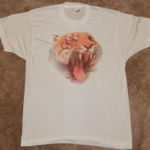 Vintage 80s White Tiger Soft Super Thin T-Shirt Screen Stars