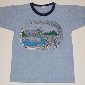 VTG 1990 MAINE Puffy Print Wildlife Deer Heathered T-Shirt