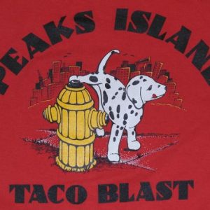 Vintage 1990s PEAKS ISLAND MAINE Taco Blast Funny T-Shirt