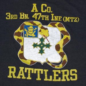 VTG 80s 3rd BN 47 Infantry US ARMY Rattlers Military T-Shirt