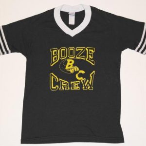 Vintage 1980s BOOZE CREW Football Tailgating Ringer T-Shirt