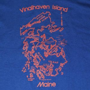 Vintage 1980s Vinalhaven Island Maine Map T-Shirt 80s