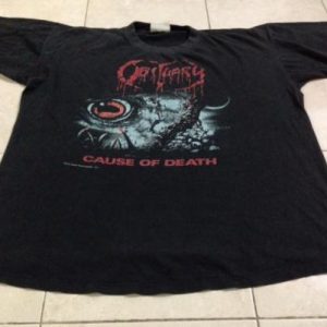 Vintage 1990 Obituary Cause Of Death Tour T-Shirt 1991 L/M