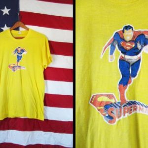 Vintage 80s Superman T-shirt Threadbare Yellow