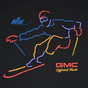 Vintage 90s GMC Ski, Skier, Skiing Neon Tube Look T-Shirt -L