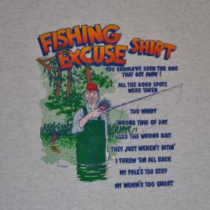 Vintage 80s 90s T-Shirt Fishing Excuses Springhill Ringer XL