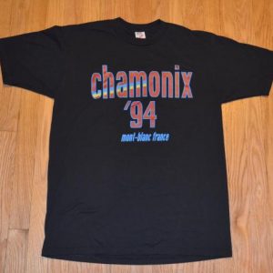 VTG 90s CHAMONIX '94 T-Shirt Mont Blanc France Ski Sz L