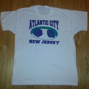 80s Atlantic City NJ T-Shirt Dice NOS Deadstock Travel Sz L