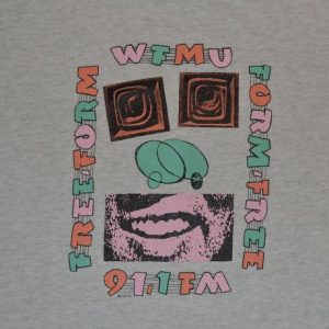 Vintage 80s 90s WFMU 91.1 T-Shirt Freeform Radio Face NJ XL