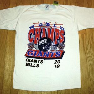 Vintage 90s NY GIANTS T-Shirt 1990 Super Bowl Chams Sz L