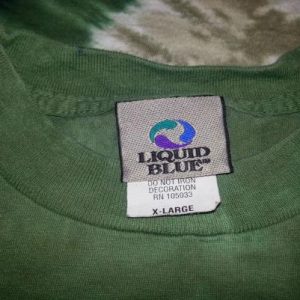 Vintage 90s US ARMY T-shirt Liquid Blue Tie-Dye Green XL-2XL