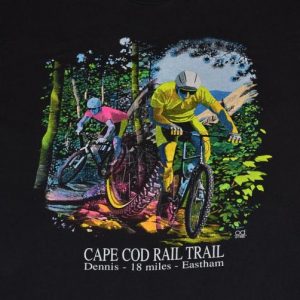 Vintage 90s Cape Code Rail Trail Neon Cycling T-Shirt - M