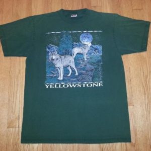 VTG 80s 90s YELLOWSTONE T-Shirt Howling Wolf National Park L