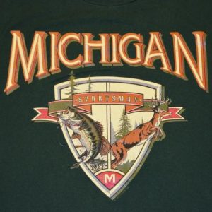 Vintage 90s Michigan Sportman Hunting Fishing T-Shirt - L