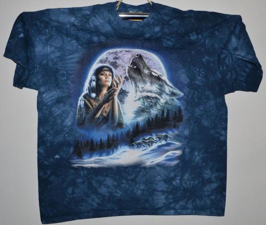 Vintage 90s Native American Mystic Howling Wolf T-Shirt 3XL | Defunkd