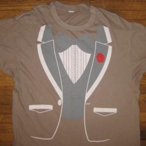 Vintage 1980's classy tuxedo t-shirt, soft and thin, L-XL