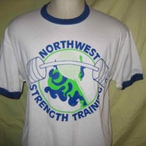 1980's Strength training vintage ringer t-shirt, XL