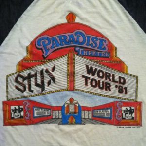 Vintage 1981 PAPER THIN Styx raglan concert t-shirt