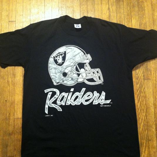 Vintage 1990 Los Angeles Raiders NFL football helmet t-shirt | Defunkd