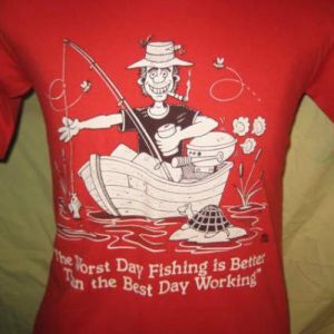 1980's screw work, go fishing vintage t-shirt, M