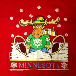 Vintage 1980's Minnesota winter moose puffy print t-shirt