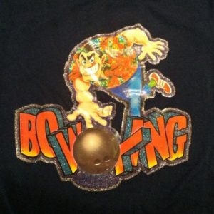 Vintage 1980's bowling sparkly iron-on t-shirt