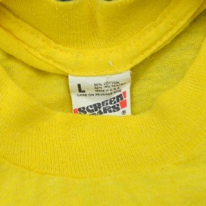 vintage DOMINO'S pizza team tennis t-shirt yellow 80s