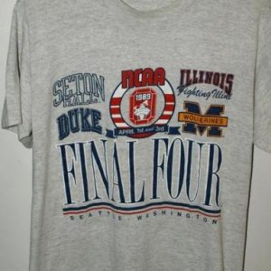 Vtg 50/50 Jerzees 1989 NCAA Basketball Final Four T-shirt