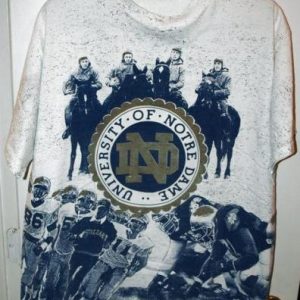 Vtg Champion Notre Dame Four Horseman All Over Print T-shirt