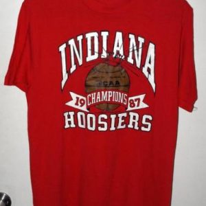 Vtg 80s Indiana Univ Hoosiers NCAA National Champs T-shirt