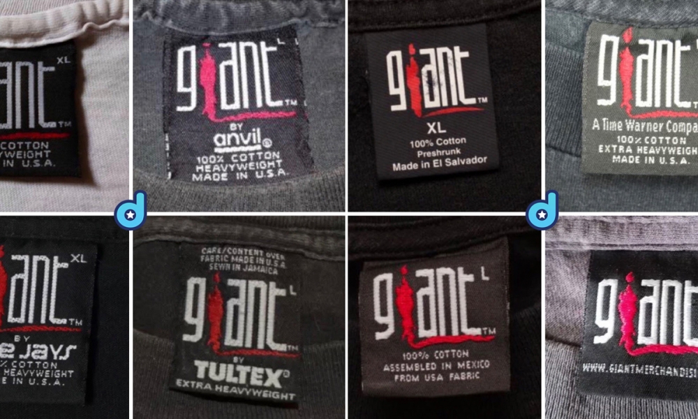 The History of Giant Brand Vintage T-Shirt Tags 1991-2008