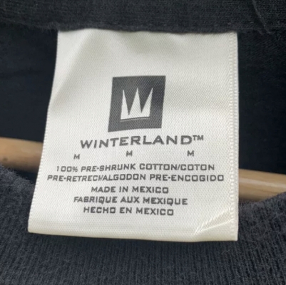 Winterland Pre-Shrunk Cotton Made in Mexico Tag