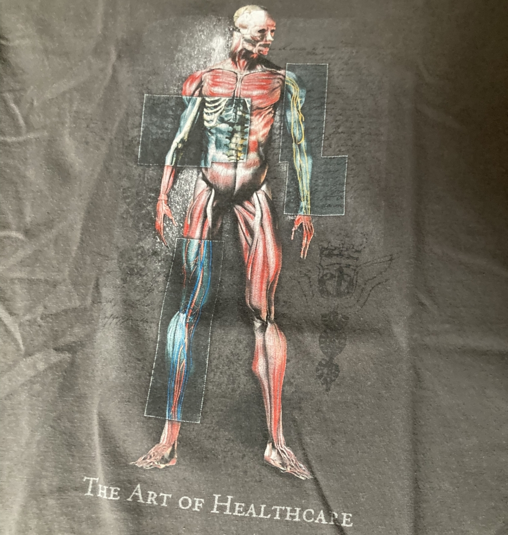 vintage the art of healthcare t-shirt close up