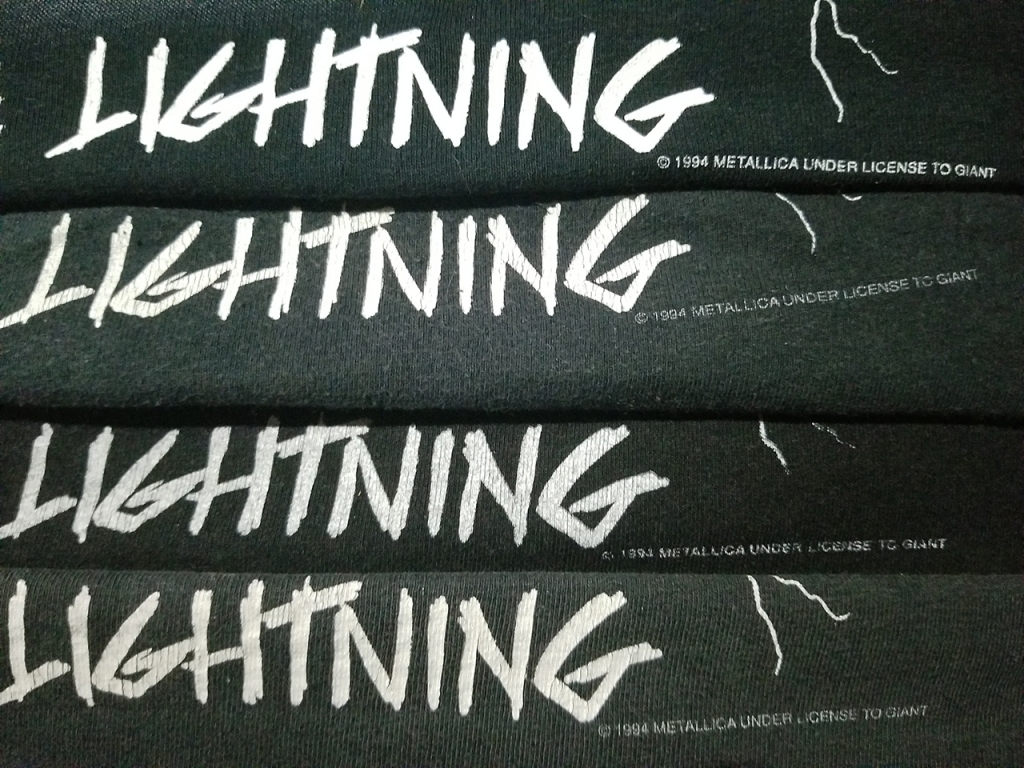 4 metallica ride the lightning t-shirts with 1994 copyright