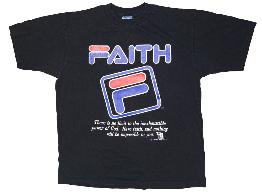 Vintage Fila Brand Faith Parody Jesus T-Shirt