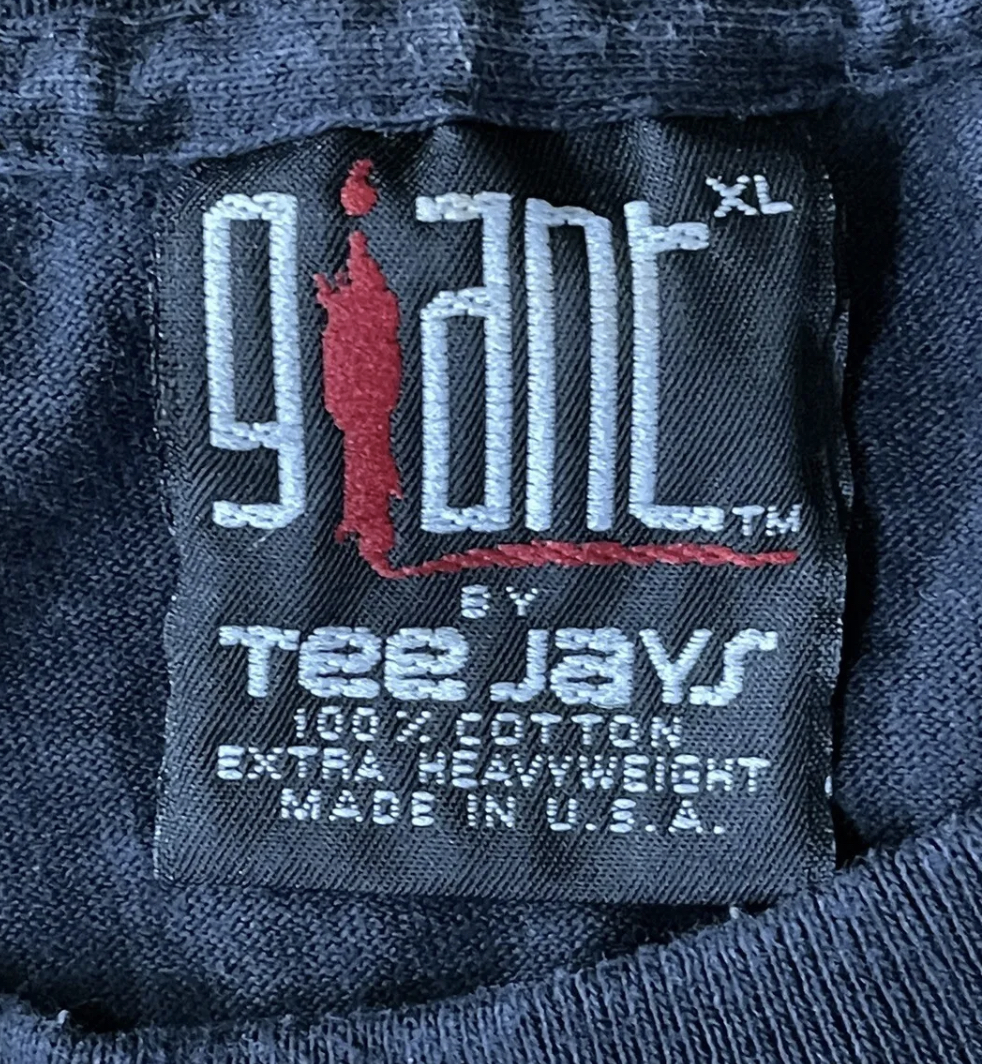 History of Tee Jays Vintage T-Shirt Tags 1991-2008 RN 53750