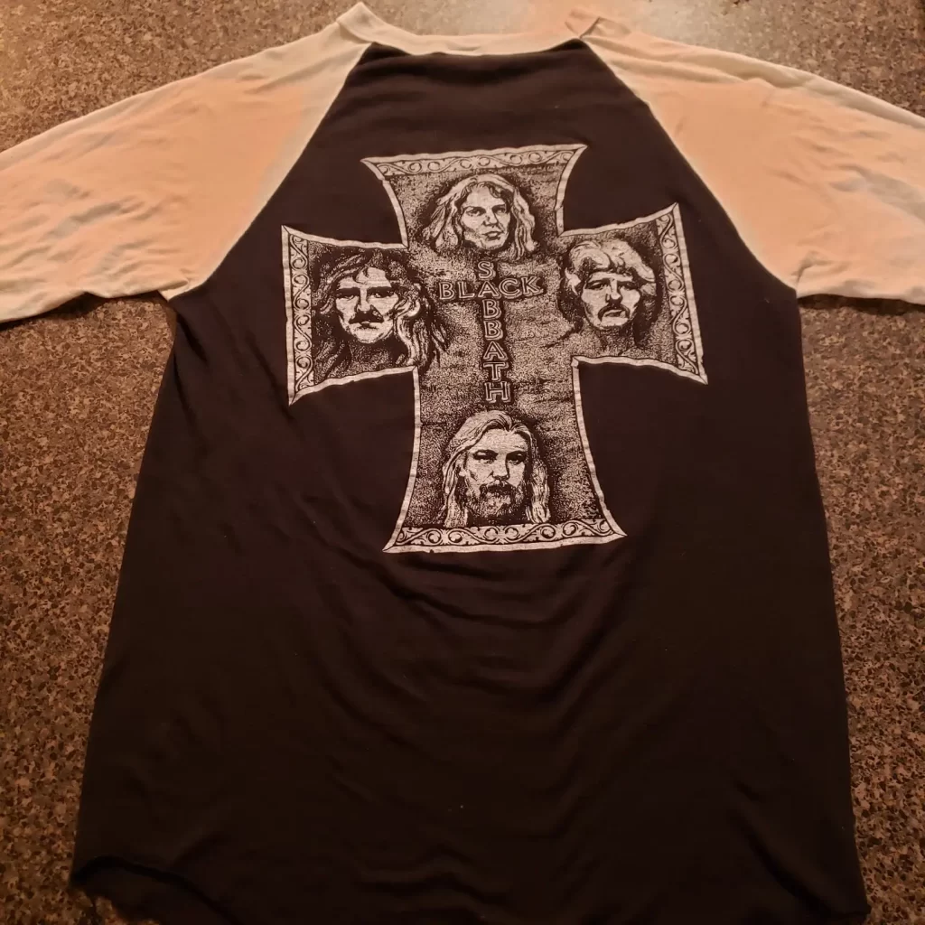 vintage black sabbath heaven and hell tour 1980 jersey front back cross