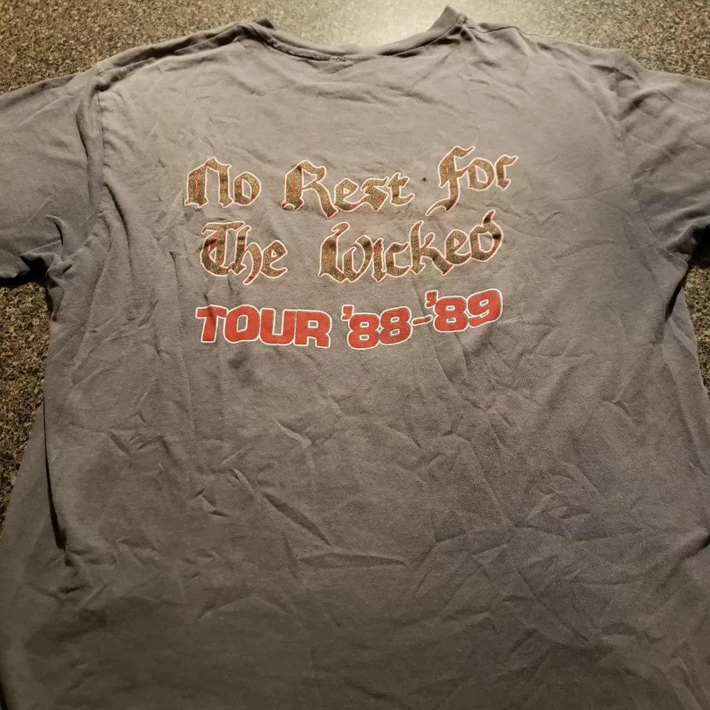 vintage ozzy no rest tour 88 and 89 back t-shirt