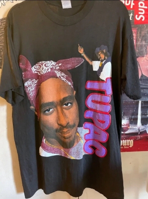 Vintage Tupac Shorthills Rap Tee Hip-Hop Size XL 90s Rare single Stitch Bootleg