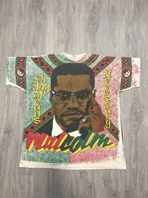 Vintage Malcolm X Multicolor All Over Print Art Black History T-Shirt