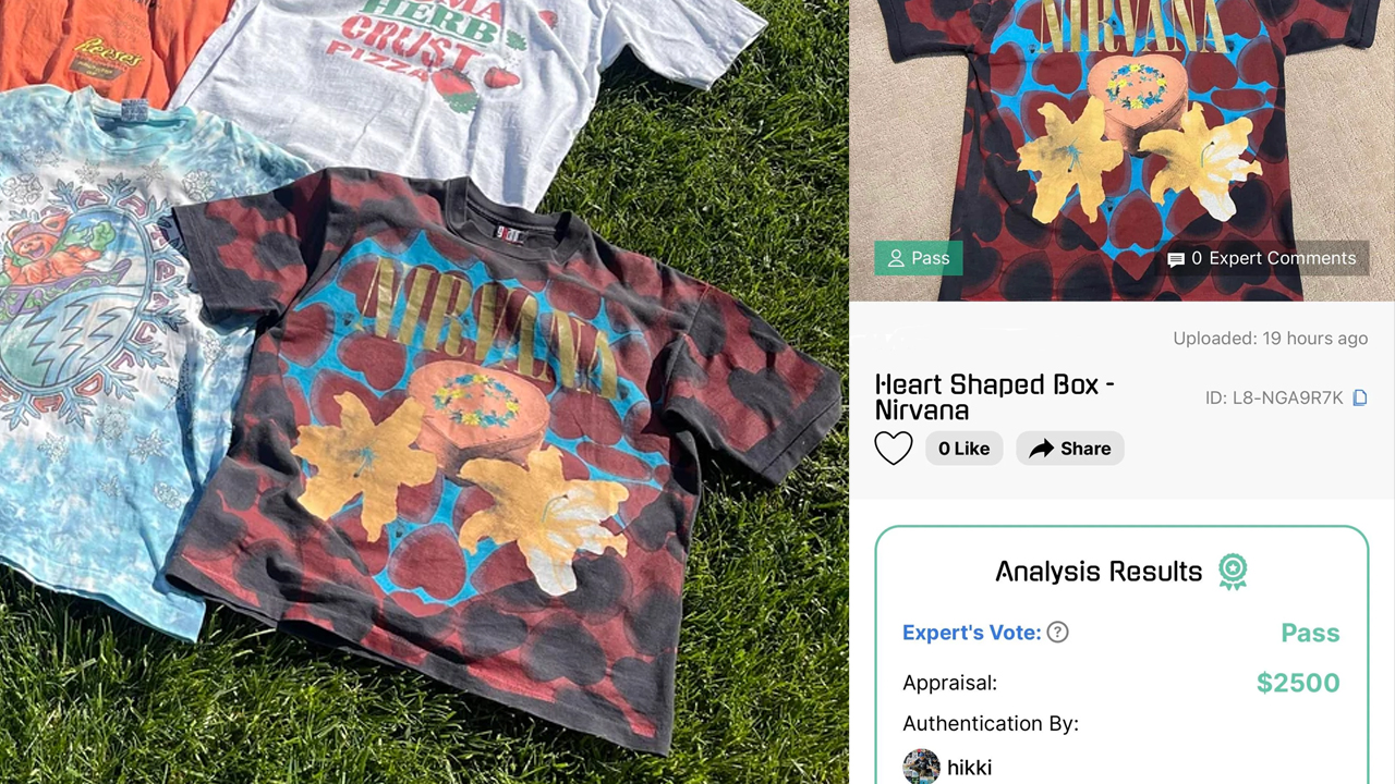 authentication case study: Nirvana Heart Shaped Box t-shirt