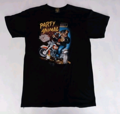 Vintage 1987 Harley Davidson 3 D Emblem T Shirt Party Animal Hog